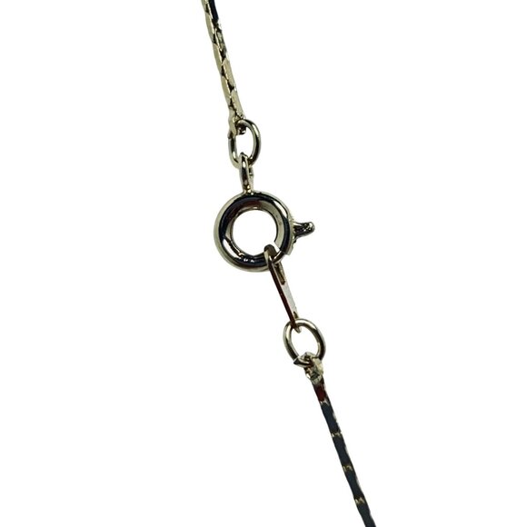 Gold Tone Box Chain Necklace With Rhinestone Heart Pendant (5706) - Picture 5 of 5